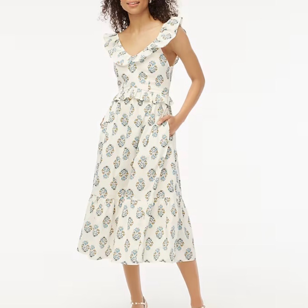 V-neck Floral Midi Dress